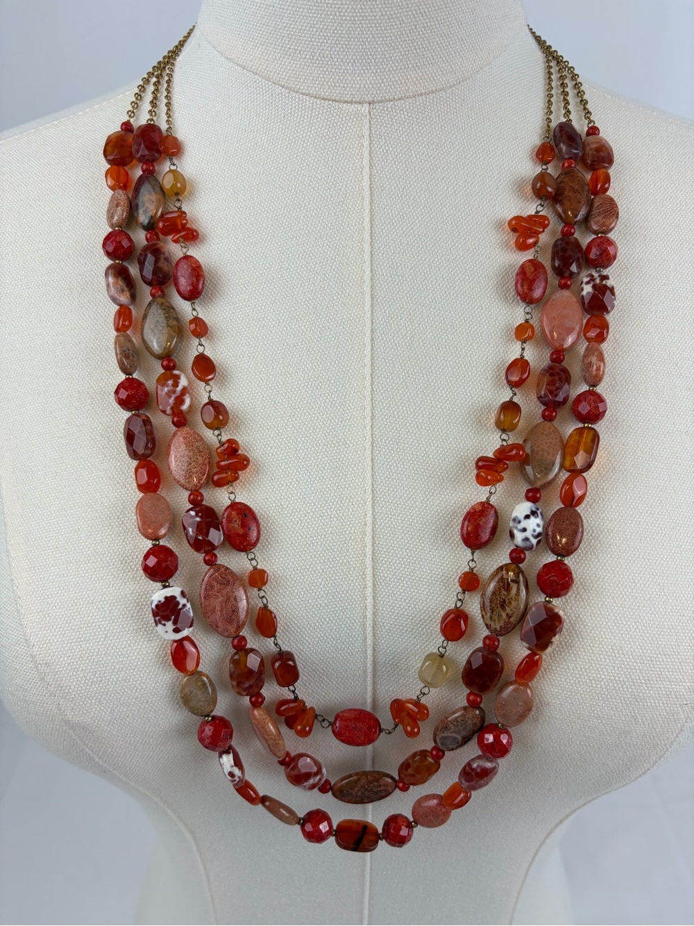 Coldwater Creek Three-Strand Beaded Necklace